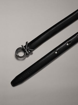 black slim leather logo belt for women calvin klein