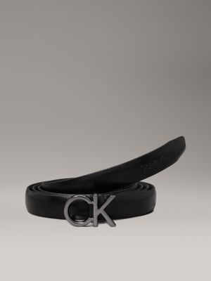 black slim leather logo belt for women calvin klein