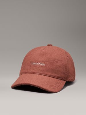 brown wool blend felt cap for women calvin klein