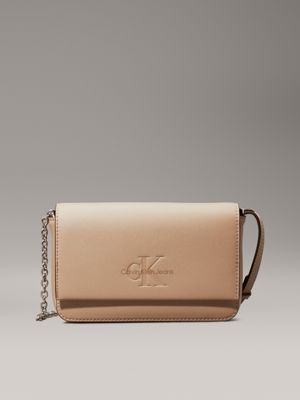 dark beige crossbody phone bag for women calvin klein jeans