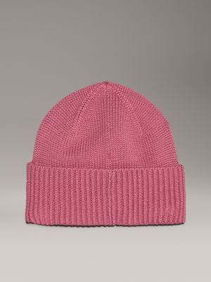 dusty rose knit beanie for women calvin klein jeans