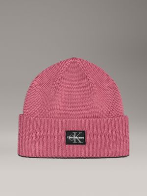 purple knit beanie for women calvin klein jeans