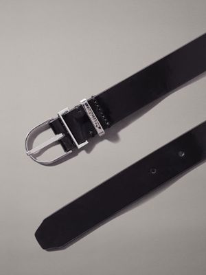 ck black shiny leather belt for women calvin klein