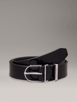 black shiny leather belt for women calvin klein