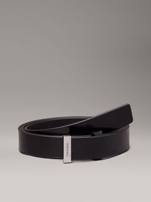 black spazzolato leather belt for women calvin klein