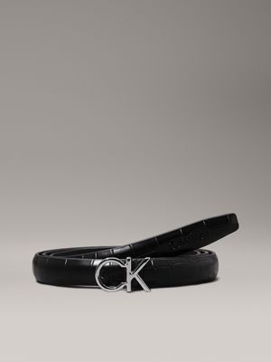 black croc effect skinny belt for women calvin klein