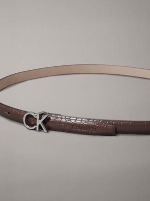 cioccolate lab croco croc effect skinny belt for women calvin klein