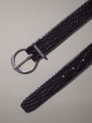 ck black croco croc effect belt for women calvin klein