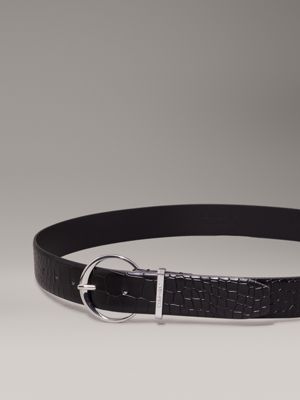 ck black croco croc effect belt for women calvin klein