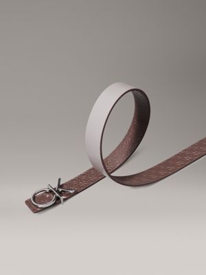 cioccolate lab mono / cinder reversible leather logo belt for women calvin klein