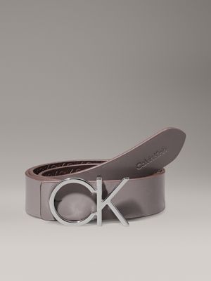 brown reversible leather logo belt for women calvin klein