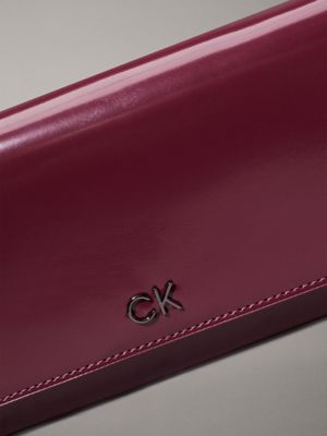 oxblood shiny crossbody wallet bag for women calvin klein