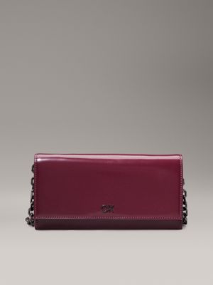 purple shiny crossbody wallet bag for women calvin klein