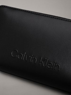 ck black large rfid zip around wallet for women calvin klein