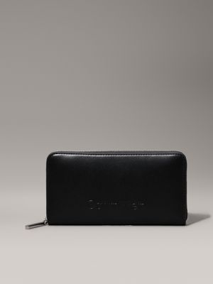 black large rfid zip around wallet for women calvin klein