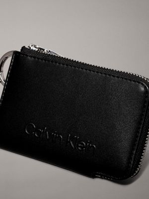 ck black rfid zip cardholder with keyring for women calvin klein