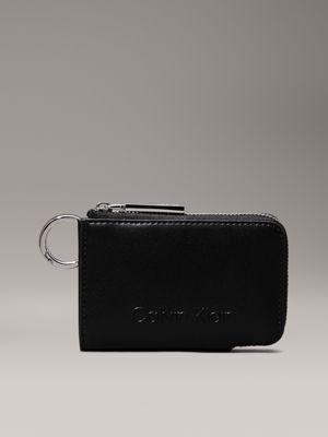 black rfid zip cardholder with keyring for women calvin klein