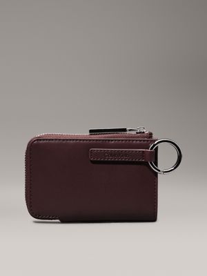 oxblood rfid zip cardholder with keyring for women calvin klein