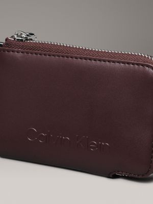 oxblood rfid zip cardholder with keyring for women calvin klein