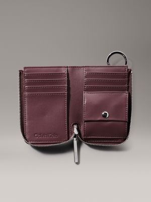 oxblood rfid zip cardholder with keyring for women calvin klein