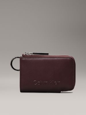 purple rfid zip cardholder with keyring for women calvin klein