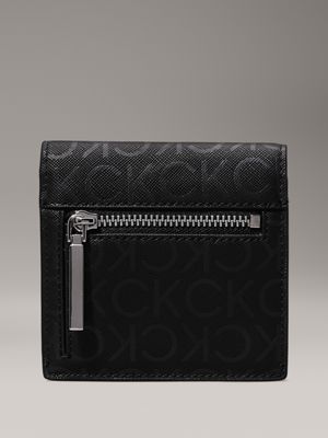 black monogram pu small logo trifold wallet for women calvin klein