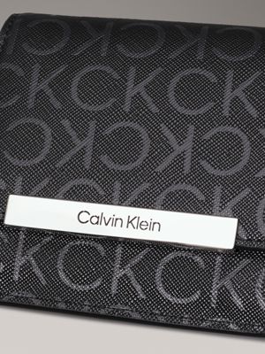 black monogram pu small logo trifold wallet for women calvin klein