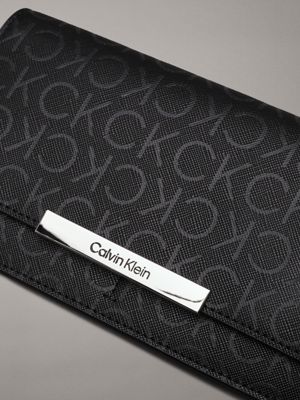 black monogram pu large logo billfold wallet for women calvin klein