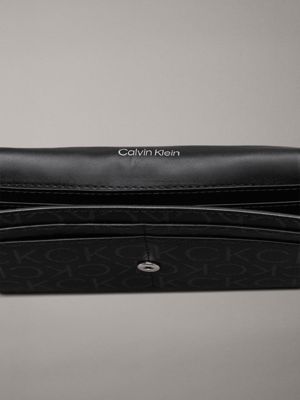 black monogram pu large logo billfold wallet for women calvin klein