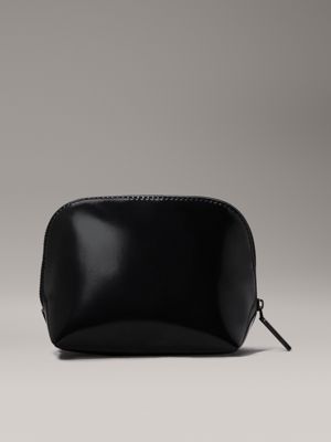 ck black shiny makeup bag for women calvin klein