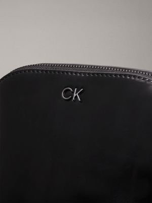 ck black shiny makeup bag for women calvin klein