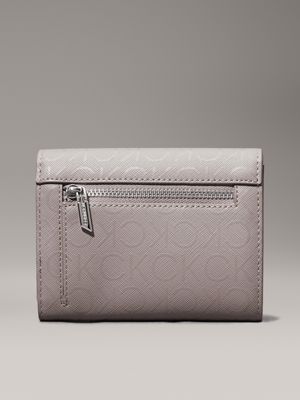 cinder monogram pu logo trifold wallet for women calvin klein