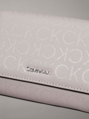 cinder monogram pu logo trifold wallet for women calvin klein