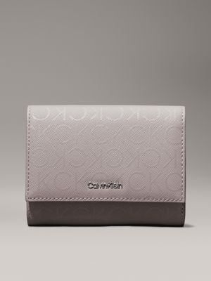 brown logo trifold wallet for women calvin klein