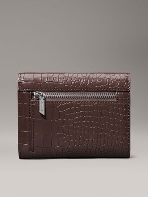 cioccolate lab croco in drieën gevouwen leren krokodilportemonnee voor dames - calvin klein