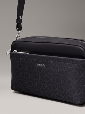 black monogram pu logo convertible crossbody bag for women calvin klein