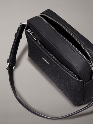 black monogram pu logo convertible crossbody bag for women calvin klein