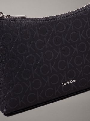 black monogram pu logo convertible crossbody bag for women calvin klein