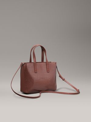 cioccolate lab croco small croc effect tote bag for women calvin klein