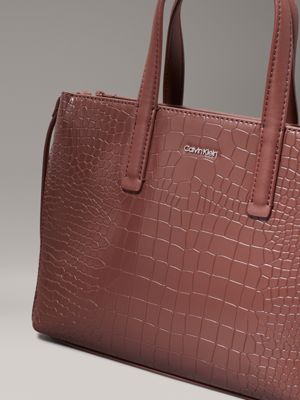 cioccolate lab croco small croc effect tote bag for women calvin klein