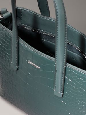 palm green croco small croc effect tote bag for women calvin klein