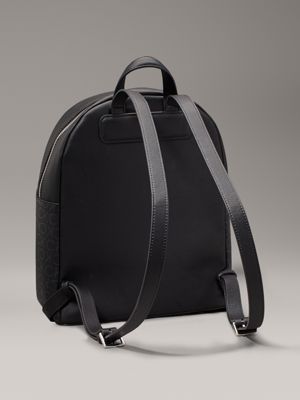 black monogram pu logo round backpack bag for women calvin klein