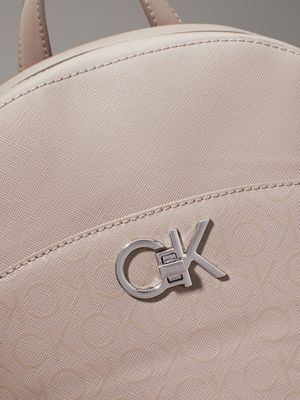 cinder monogram pu logo round backpack bag for women calvin klein