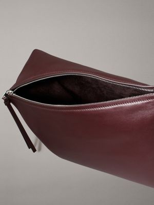 cherrywood oversized nappa leather clutch for women calvin klein