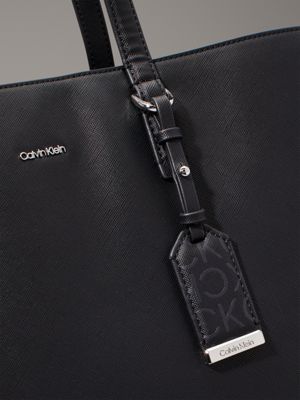 black monogram pu saffiano tote bag for women calvin klein