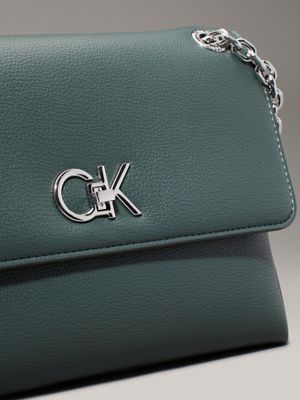 palm green convertible logo shoulder bag for women calvin klein