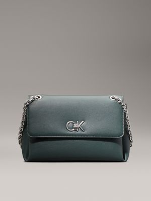 green convertible logo shoulder bag for women calvin klein