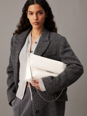 gray morn pebbled shoulder bag for women calvin klein