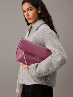 oxblood pebbled shoulder bag for women calvin klein