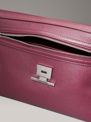 oxblood pebbled shoulder bag for women calvin klein